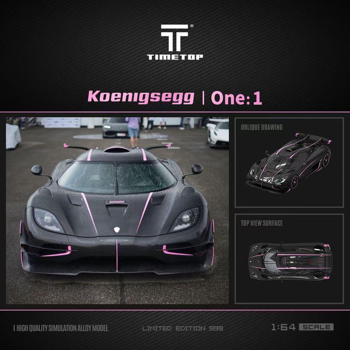 Time Top 1:64 Koenigsegg One:1 Carbon Gold / Pink (2 Colours)
