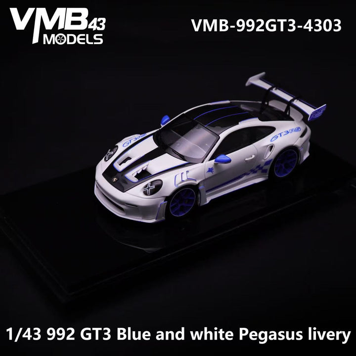 [Preorder] VMB 1:43 992 GT3 RS Blue and white Pegasus livery VMB-992GT3-4303