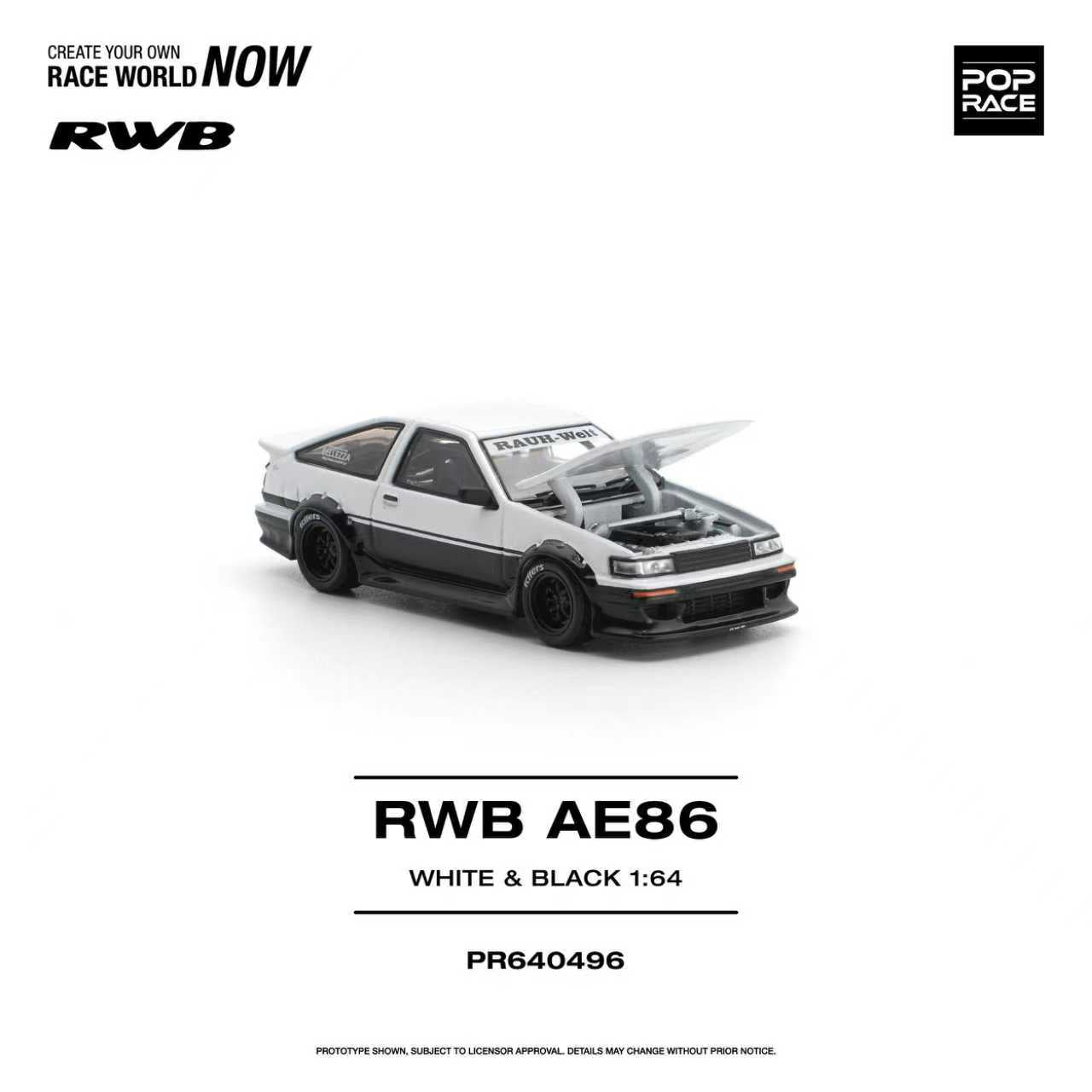 Preorder] POPRACE 1:64 Toyota RWB AE86 WHITE BLACK PR640496