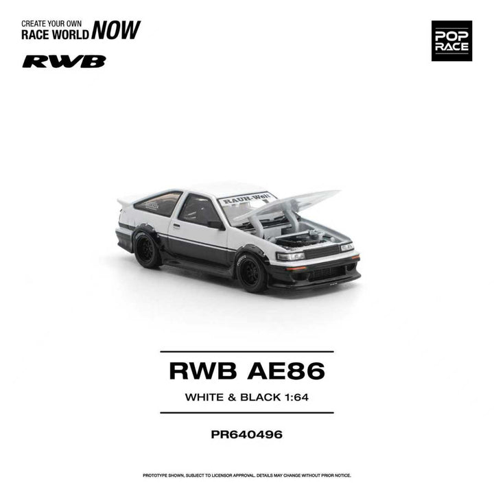 [Preorder] POPRACE 1:64 Toyota RWB AE86 WHITE BLACK PR640496
