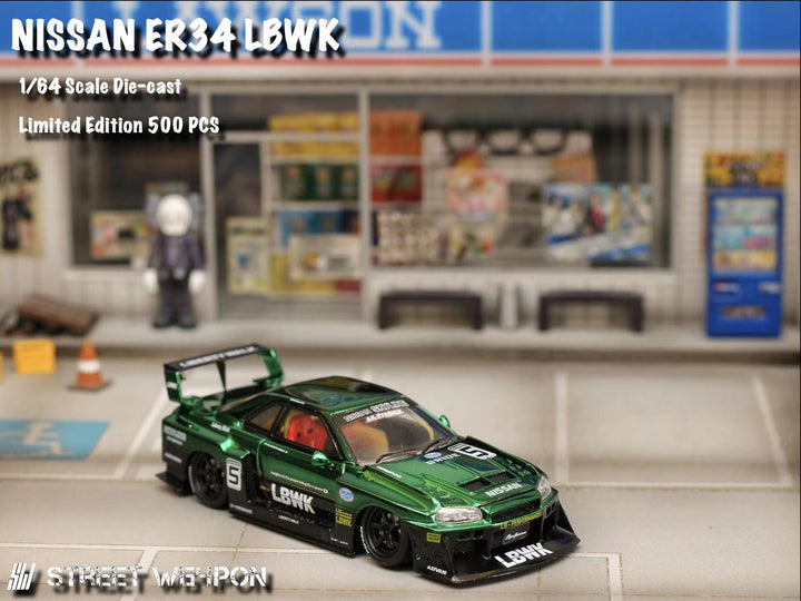 [Preorder] Street Weapon 1:64 NISSAN LBWK ER34 Special Edition - Chrome Green