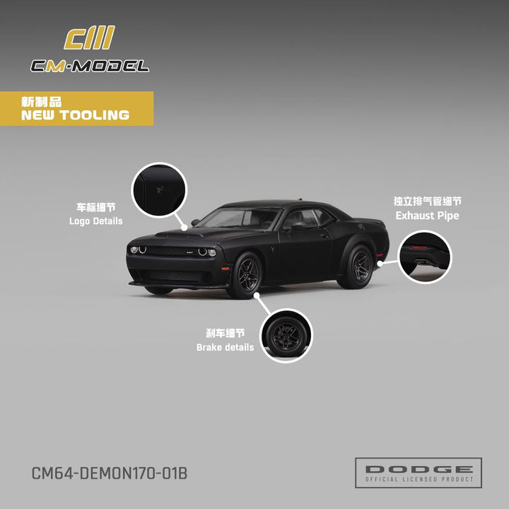[Preorder] CM Model 1:64 Dodge Demon 170 Matte Black CM64-Demon170-01B