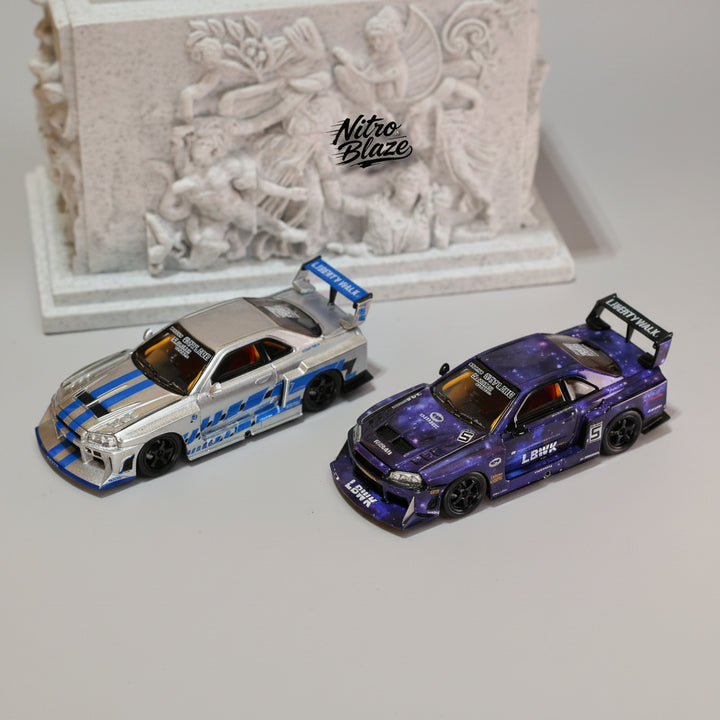 [Preorder] Nitro Blaze 1:64 Skyline ER34 LB Super Silhouette Widebody (2 Versions)