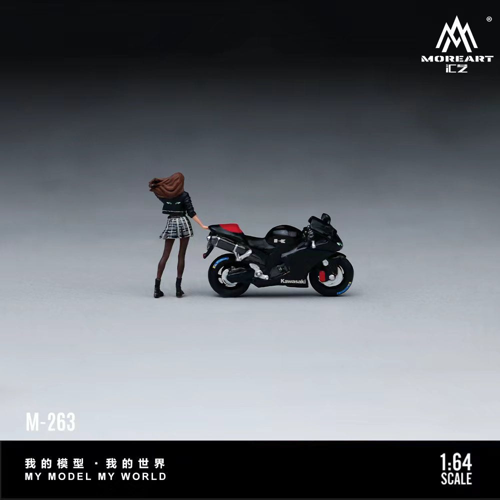 [Preorder] MoreArt 1:64 Kawasaki Night Fury Livery Motorcycle &amp; Lady Figure Set MO222263