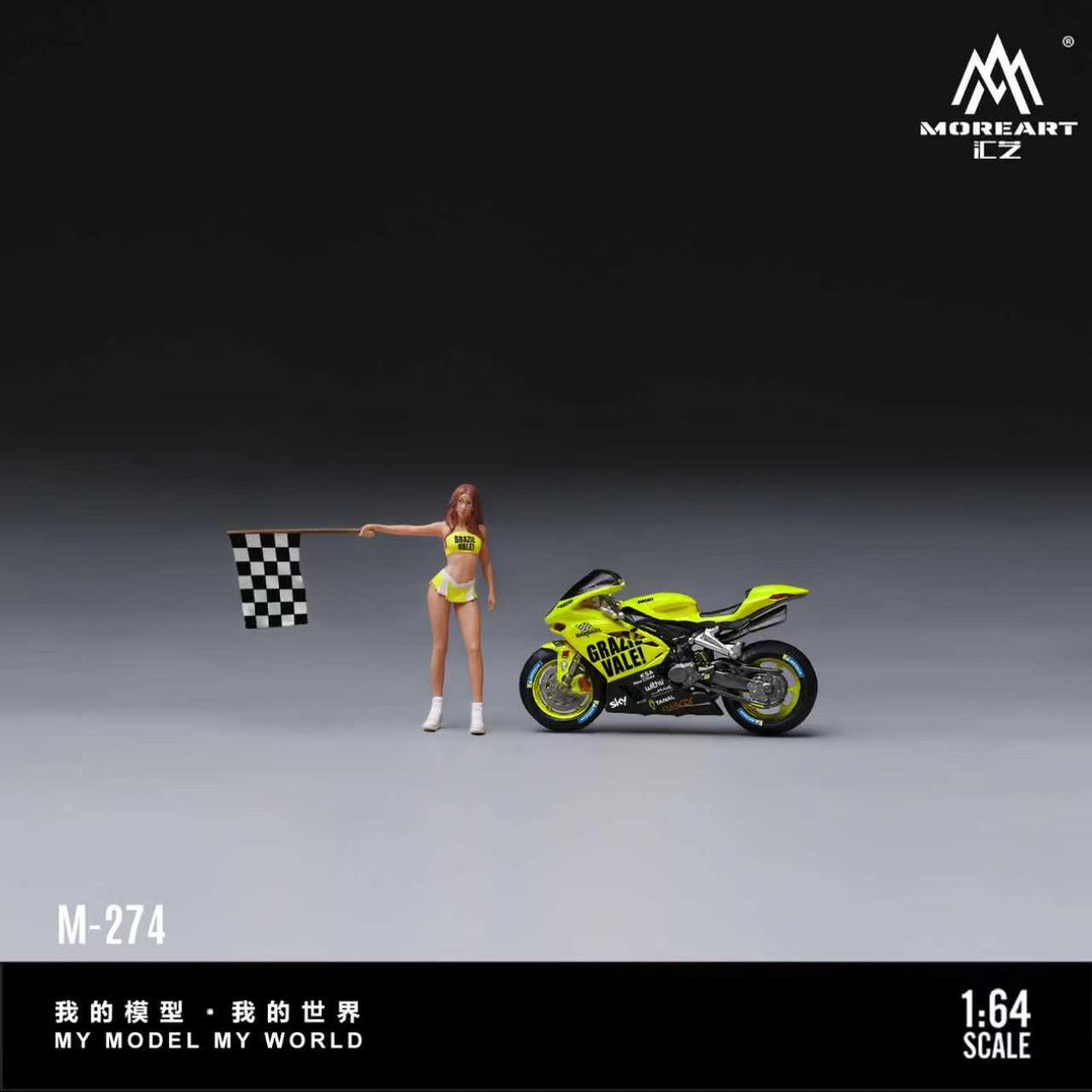 [Preorder] MoreArt 1:64 GRAZIEVALE! CHECKERED FLAG RACE OUEEN &amp; RACING BIKE SET MO222274