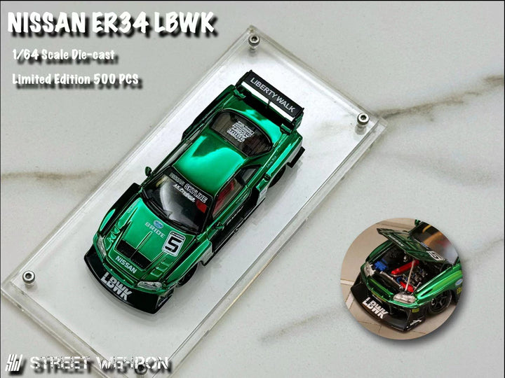 [Preorder] Street Weapon 1:64 NISSAN LBWK ER34 Special Edition - Chrome Green