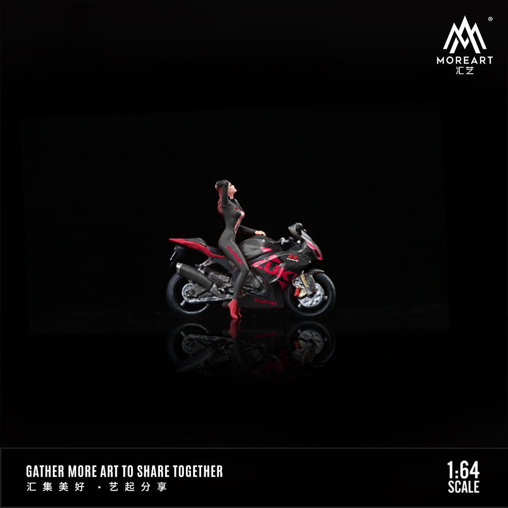 [Preorder] MoreArt 1:64 Suzuki Black Red Motorcycle Doll set