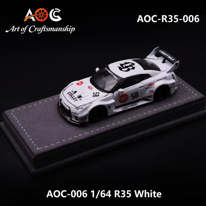 [Preorder] AOC 1:64 Nissan GTR 35 White AOC-R35-006