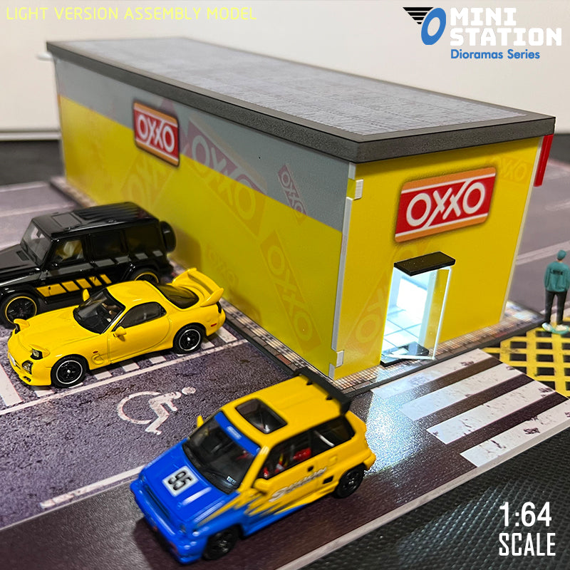 Mini Station 1:64 OXXO Shop with Parking Diorama