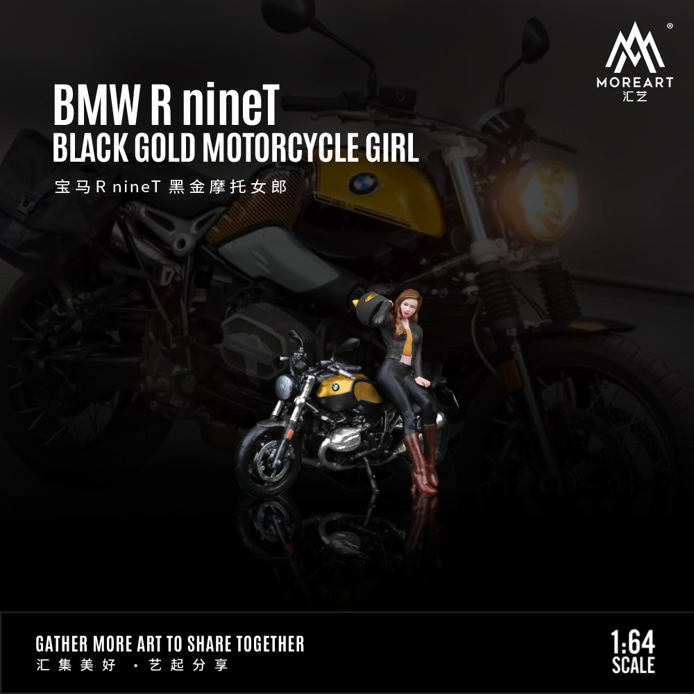 [Preorder] MoreArt 1:64 DETECTIVE POLICE DOLL BMW R nineT Black Gold MOTORCYCLE GIRL Set SET