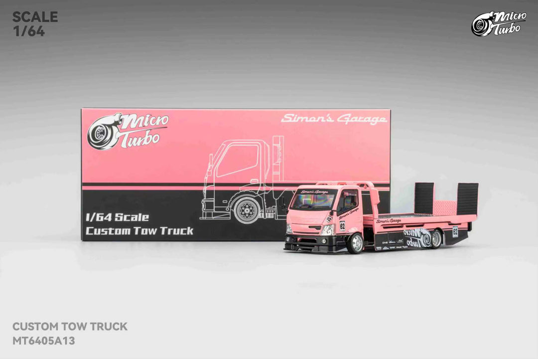 [Preorder] Microturbo 1:64  SIMON'S GARAGE CUSTOM TOW TRUCK  Metallic Pink MT6405A13