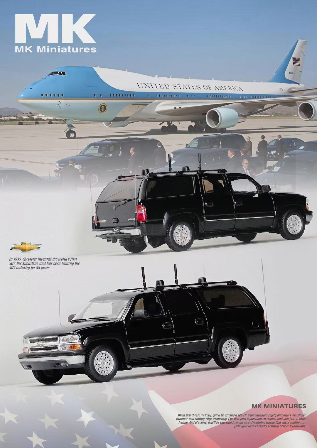[Preorder] MK Miniatures 1:64 2003 Chevrolet Suburban CIA Signal Jamming Vehicle Black MK2401-03-A1