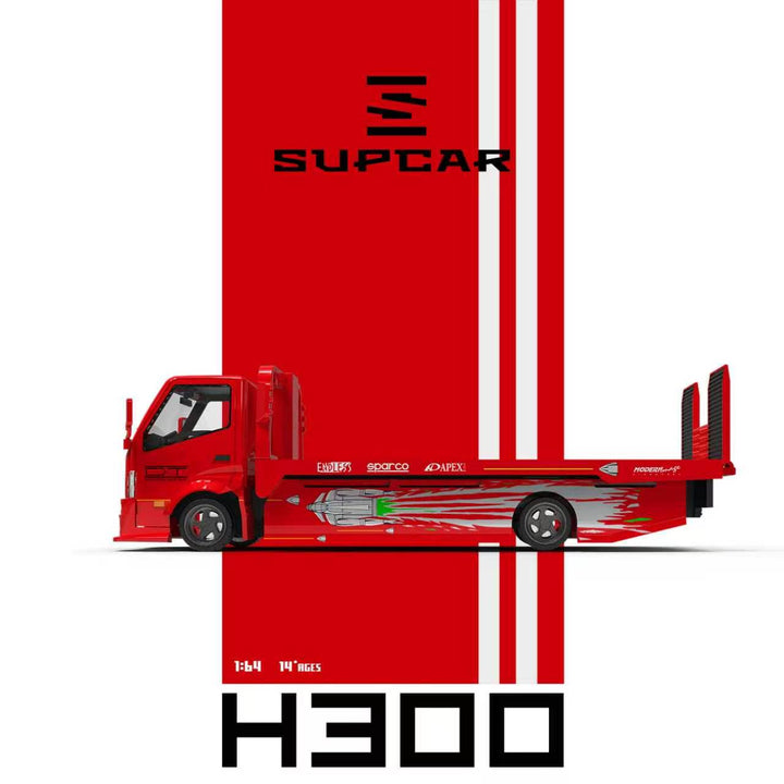 [Preorder] SUPCAR 1:64 H300 Flatbed Transport Trailer Fast &amp; Furious Red Gladiator Livery SC647257