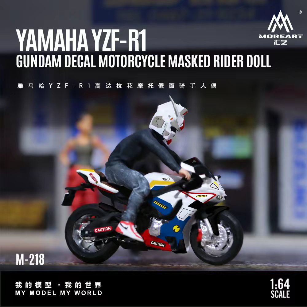[Preorder] MoreArt 1:64 YAMAHA YZF-R1 GUNDAM DECAL MOTORCYCLE MASKED RIDER DOLL. MO222218