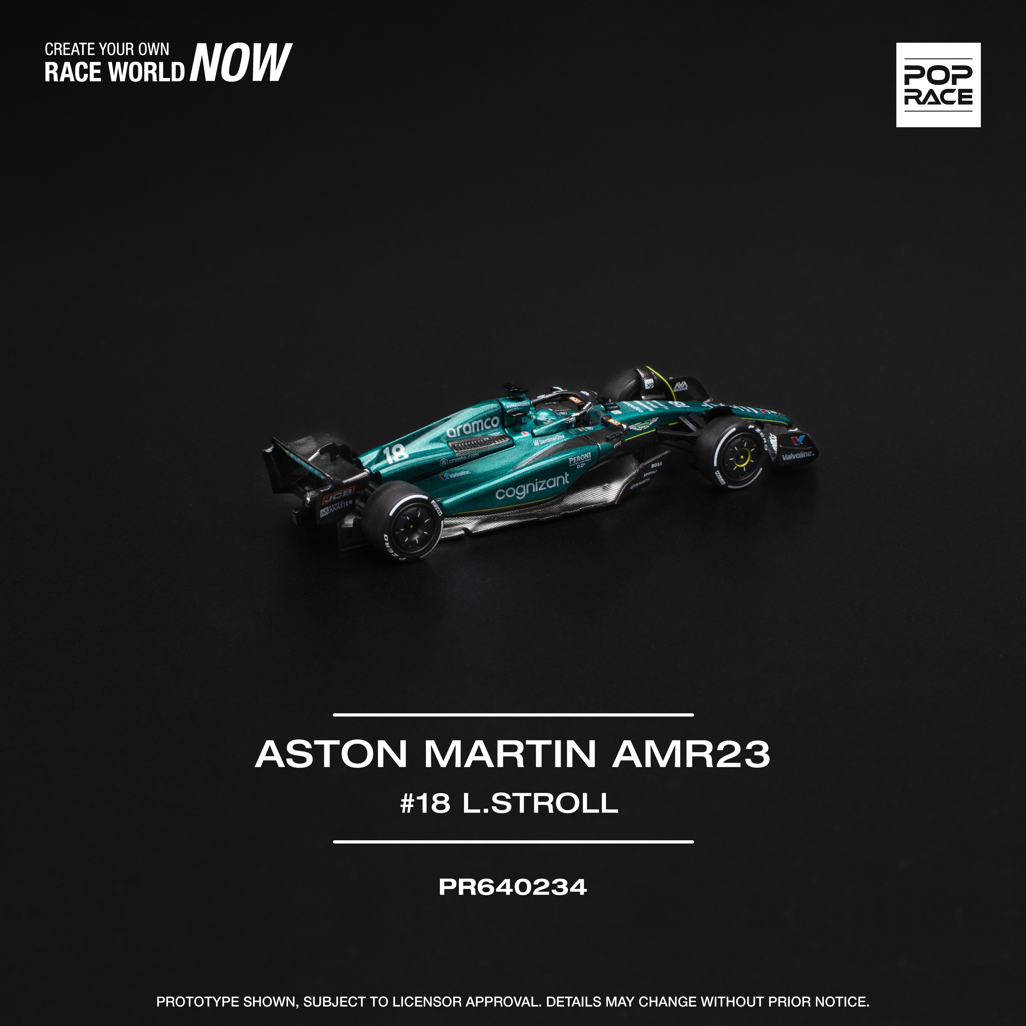 Preorder] POPRACE 1:64 ASTON MARTIN AMR23 F1 #18 L. STROLLL Cyan