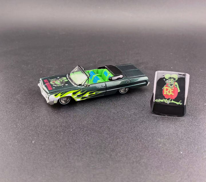 FineWorks64 1:64 Chevrolet Impala West Coast Bouncing Emerald Green Fink Mouse (2 Versions)