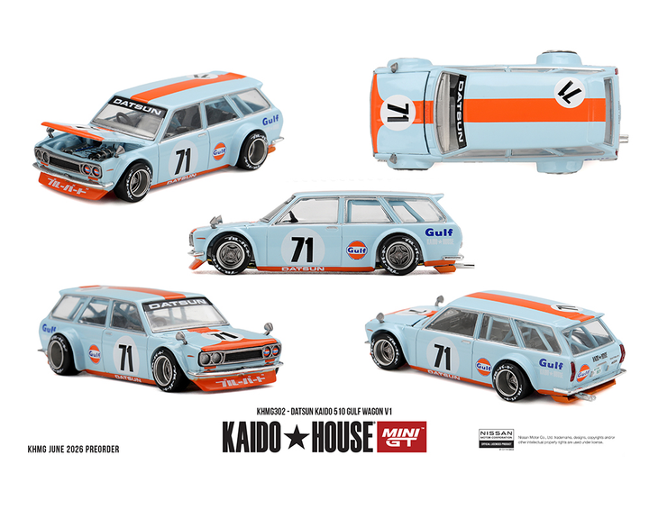 [Preorder] Kaido House x Mini GT 1:64 Datsun KAIDO 510 GULF Wagon V1 – Limited Edition KHMG302
