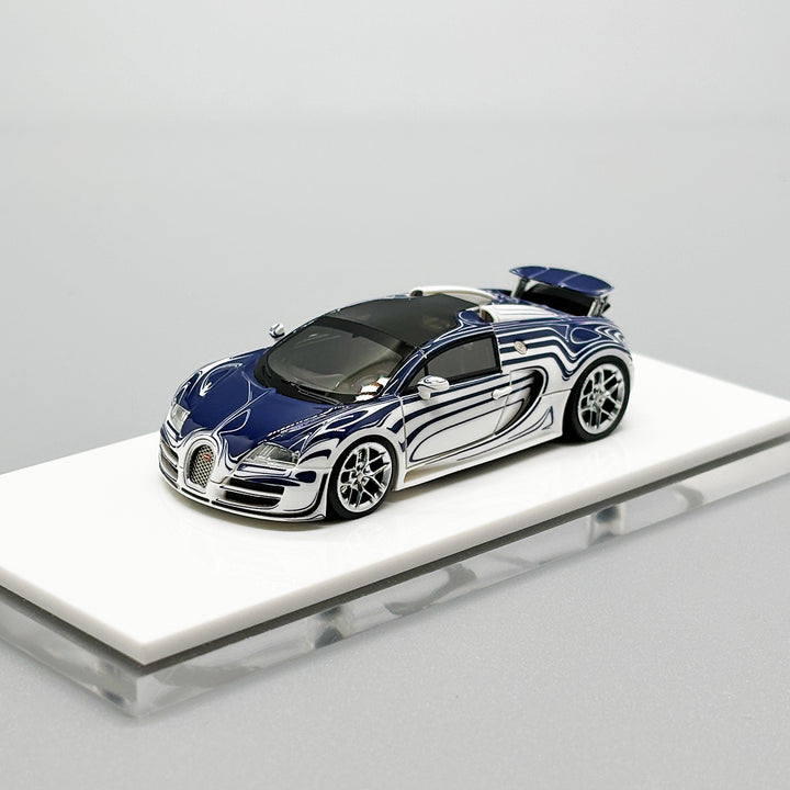 [Preorder] LJM Model 1:64 Bugatti Veyron Dark Blue and White Ceramic Dragon