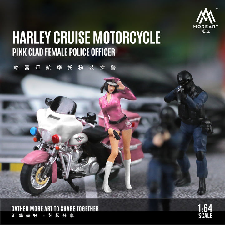 [Preorder] MoreArt 1:64 HARLEY CRUISE MOTORCYCLE PINK CLAD FEMALE POLICE OFFICER