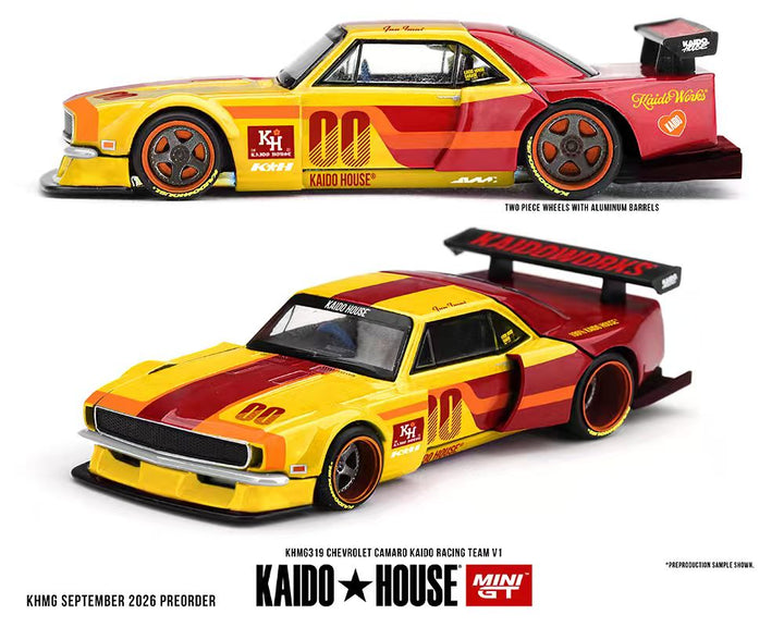 [Preorder] Kaido House x Mini GT 1:64 Chevrolet Camaro Kaido Racing Team V1- Red with Yellow  KHMG319