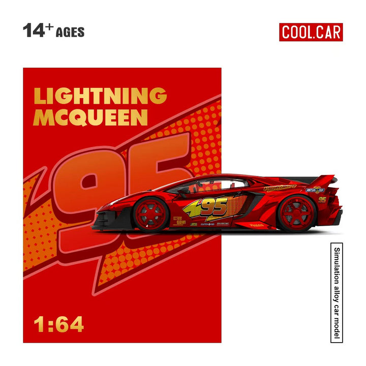 [Preorder] Cool Car 1:64 Lamborghini AVENTADOR GTEVO Lighting Mcqueen Metallic red CC643832