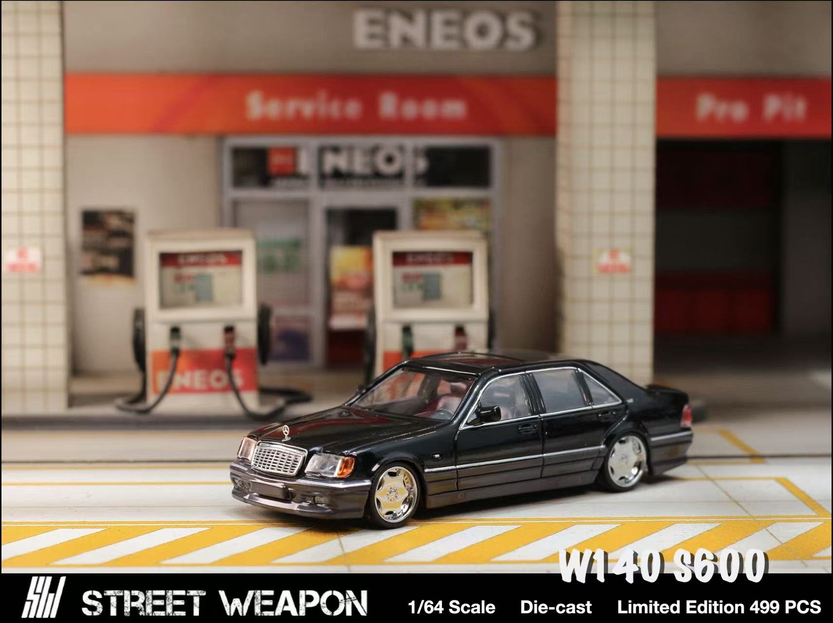 ミニカー 1/64 StreetWeapon BENZ-W140 Street Weapon 1:64 MB W140 black limited1000 Diecast Model
