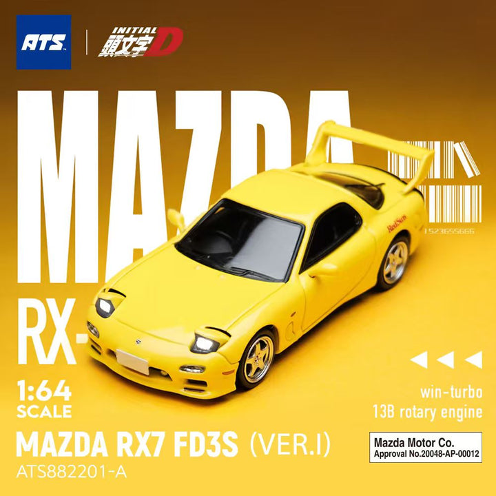 [Preorder] ATS Model 1:64 Mazda RX-7 FD3S Yellow Ver. I ATS882201-A