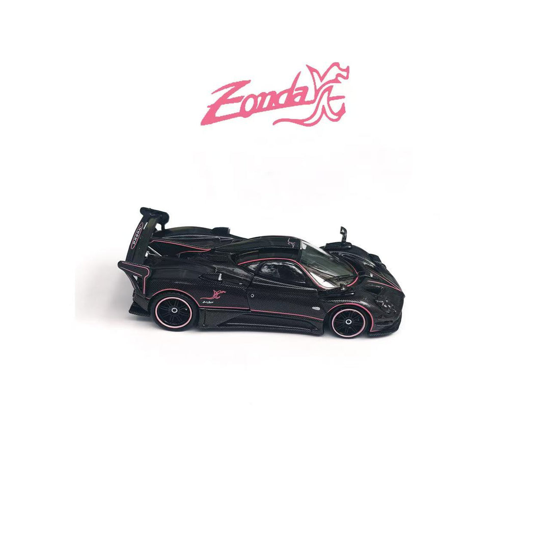 [Preorder] Rhino Model 1:64 Pagani One-off Series. Zonda JC (Full Black Carbon Fiber With Pink Stripes)