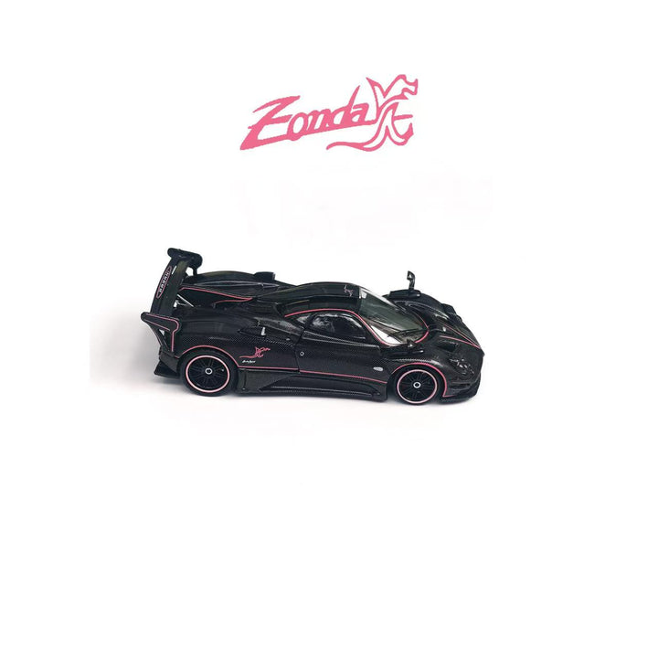 [Preorder] Rhino Model 1:64 Pagani One-off Series. Zonda JC (Full Black Carbon Fiber With Pink Stripes)