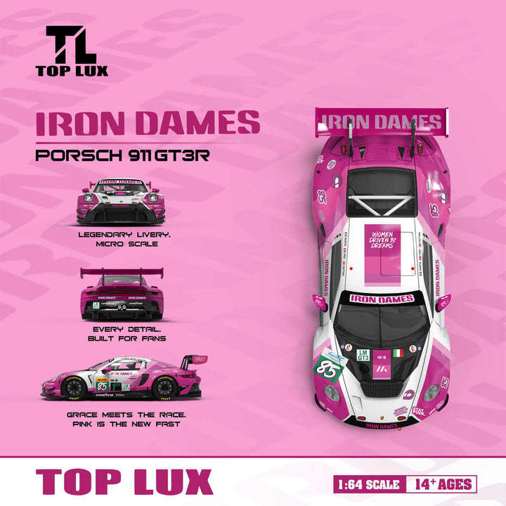 [Preorder] TOP LUX 1:64 911 GT3 R Iron Dames Pink White TL64006