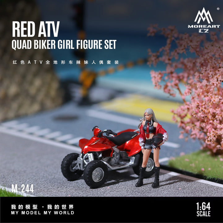 [Preorder] MoreArt 1:64 RED ATVQUAD BIKER GIRL FIGURE SET MO222244