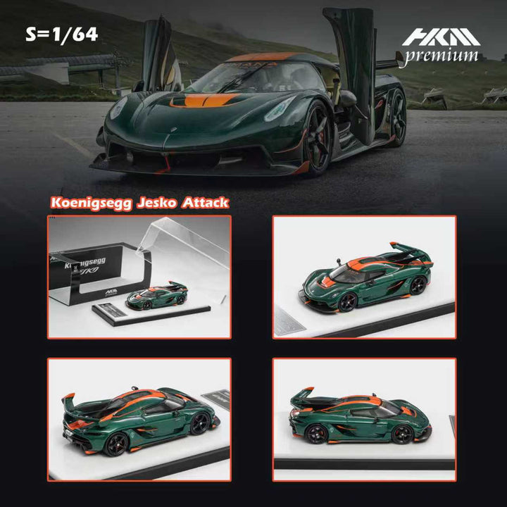 [Preorder] HKM Premium 1:64 Koenigsegg Jesko Attack - Carbon Green (2 Versions)