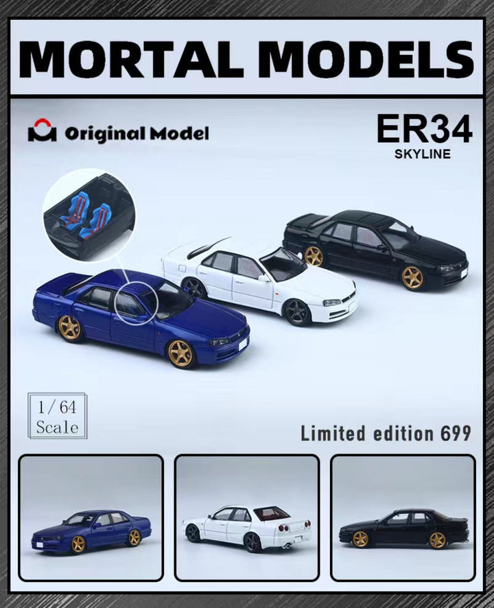 [Preorder] Mortal X Original Model 1:64 Nissan Skyline ER34 (3 Colours)