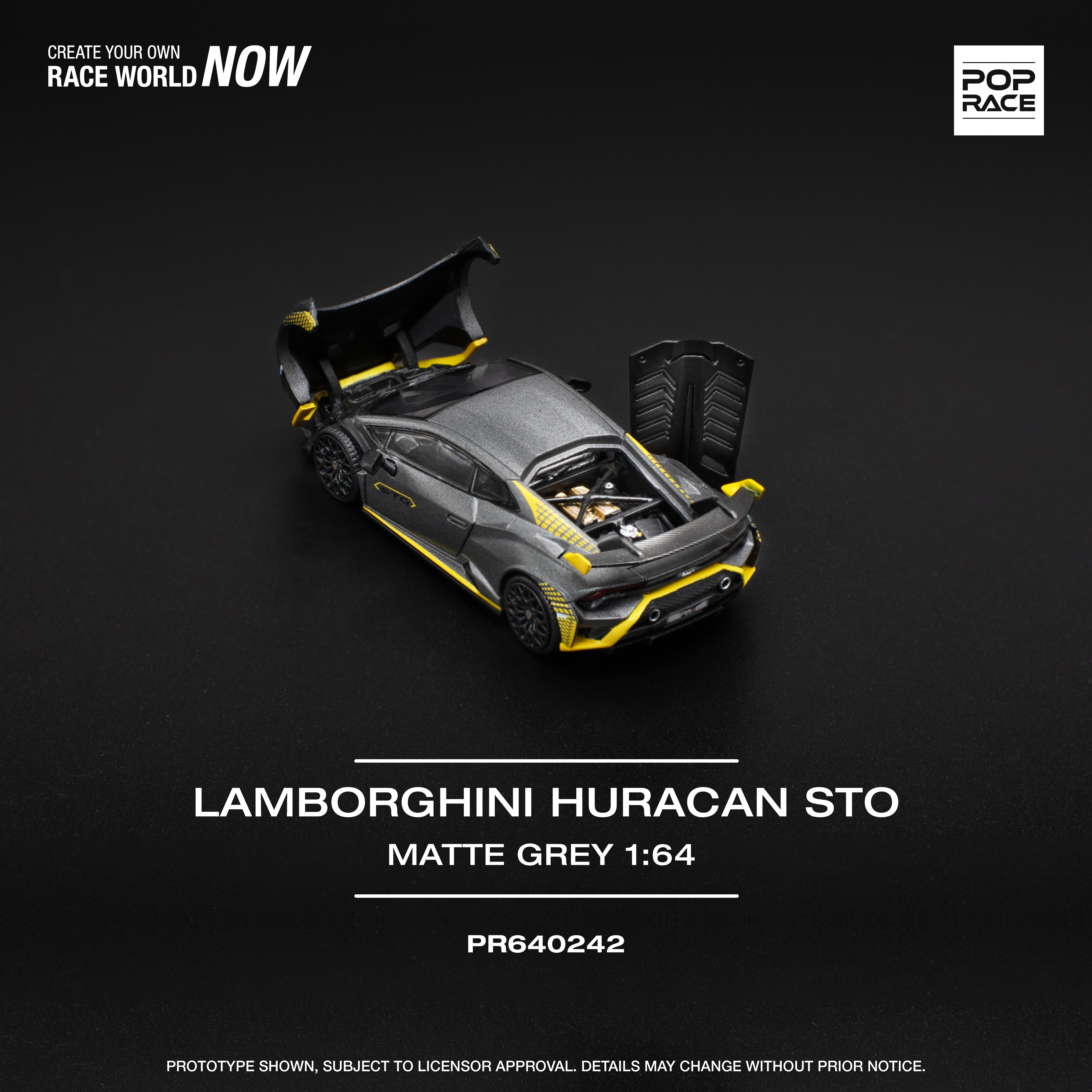 Preorder] POPRACE 1:64 LAMBORGHINI HURACAN STO MATTE GREY Dull