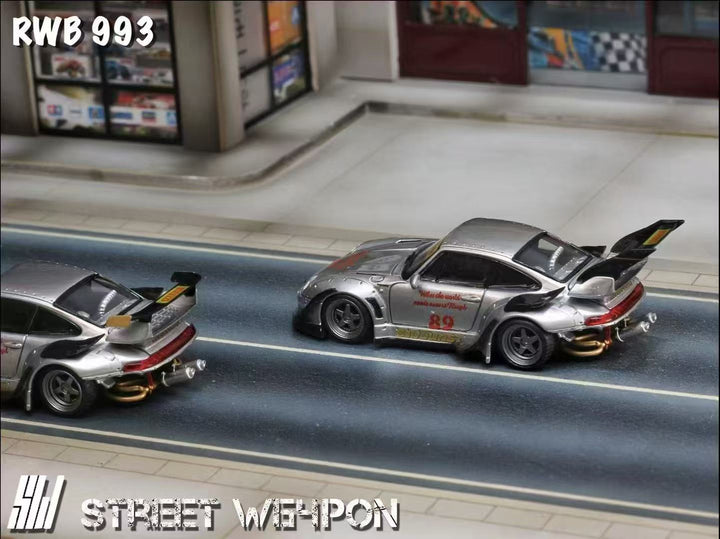 [Preorder] Street Weapon 1:64 Porsche RWB 993 heavenly Double Exhaust Track Livery (2 Versions)