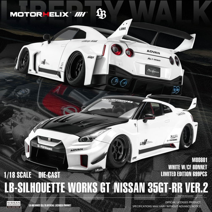 [Preorder] MOTORHELIX 1:18 LB-SILHOUETTE WORKS GT NISSAN 35GT-RR VER.2 (2 Colours) M80803/ M80801