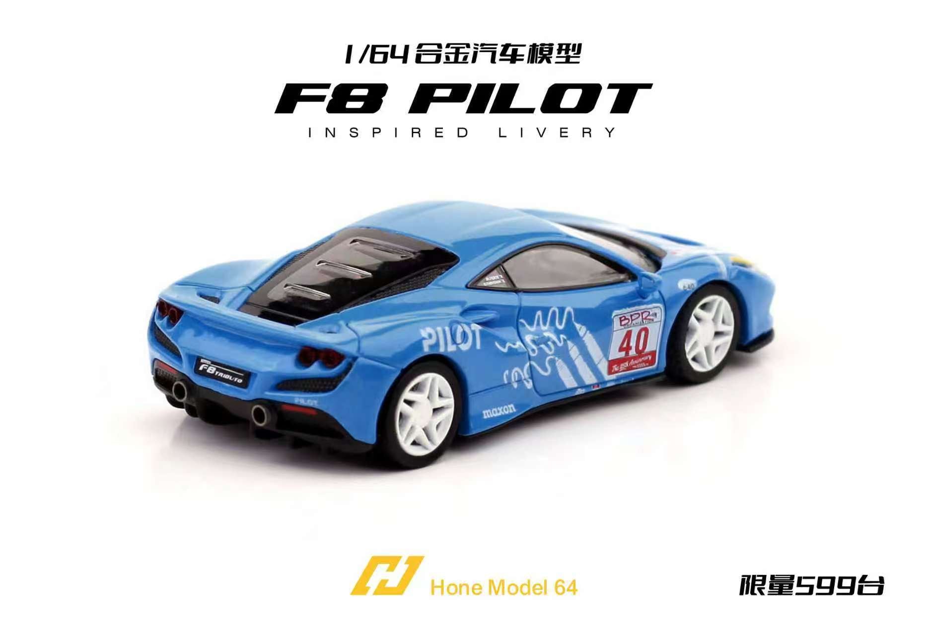 Preorder] Hone Model 1:64 Supercar F8 Tributo Blue PILOT Livery