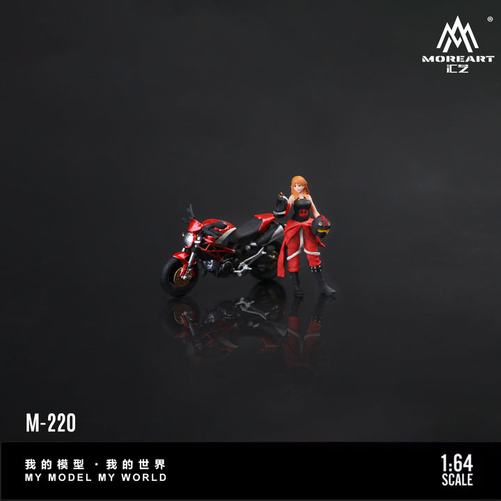 [Preorder] MoreArt 1:64 DUCATI MONSTER 696 RED AND BLACK COOL GIRL RIDING DOLL MO222220