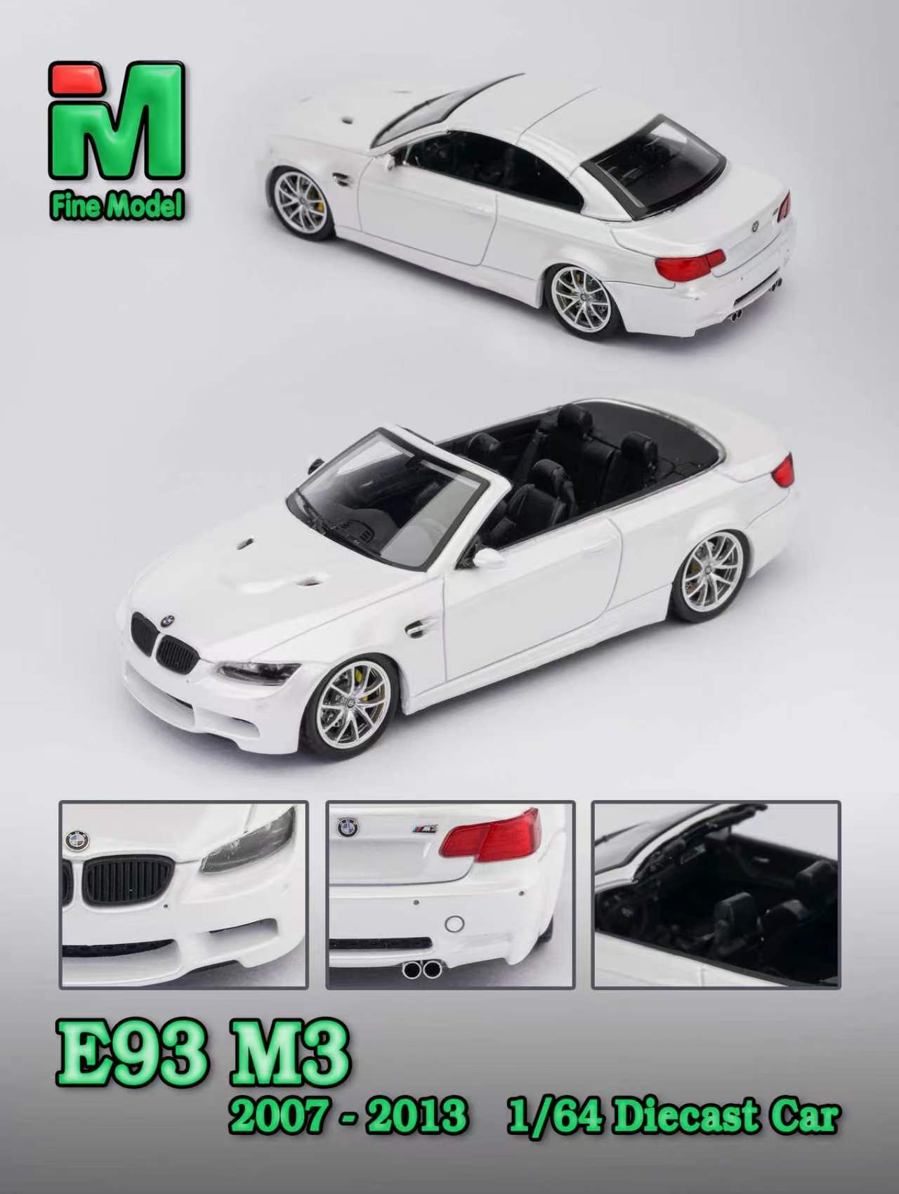 Preorder] Fine Model 1:64 BMW M3 E93 (4 Colours) – Horizon Diecast