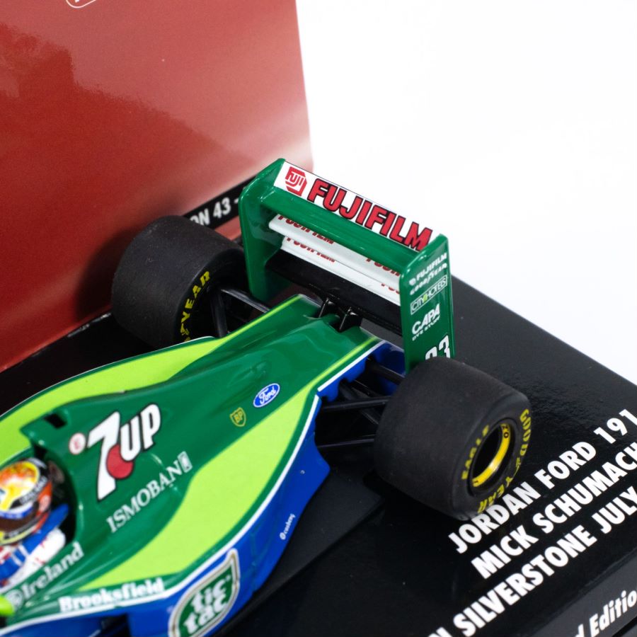 MINICHAMPS 1:43 JORDAN FORD 191 – MICK SCHUMACHER – DEMO RUN SILVERSTONE JULY 2021