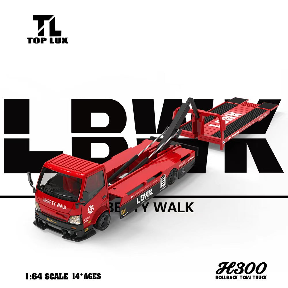 [Preorder] TOP LUX 1:64 Flatbed Transport Trailer H300 Red &amp; Black TL647246