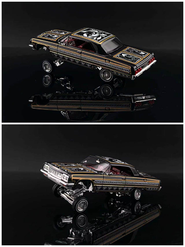 [Preorder] Fine Works 1:64 Chevrolet Impala Lowrider Black Gold Bouncing Car (2 Versions)