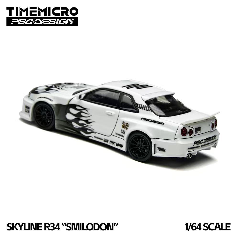 [Preorder] TimeMicro × PSC DESIGN 1:64 Nissan R34 "Smilodon" Black &amp; White TM648401
