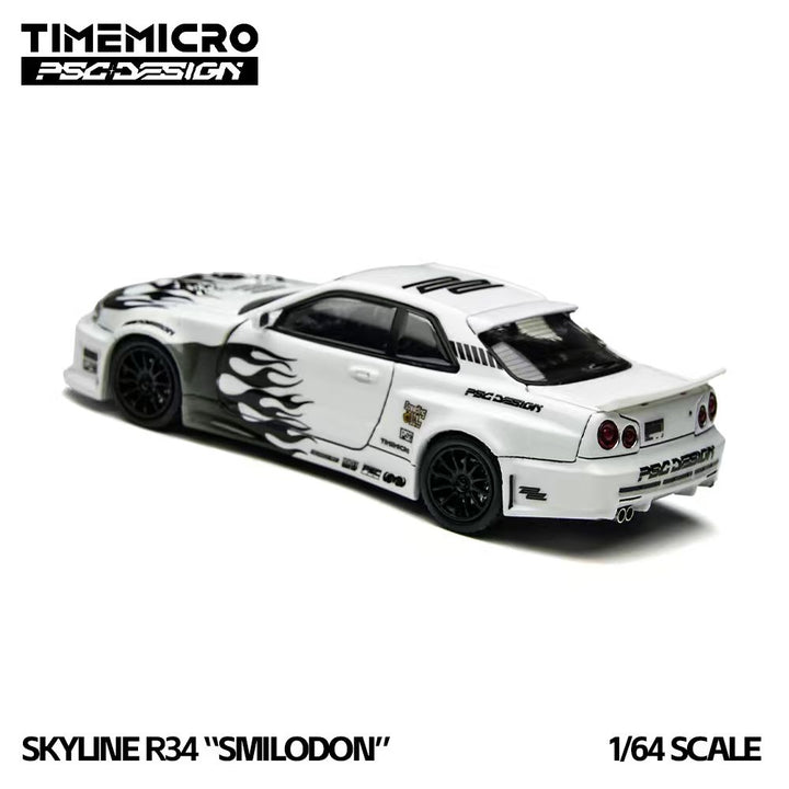 [Preorder] TimeMicro × PSC DESIGN 1:64 Nissan R34 "Smilodon" Black &amp; White TM648401
