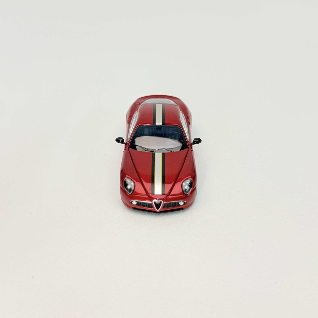 [Preorder] MOTORHELIX 1:64 Alfa Romeo 8C Competizione Red with Gray and Black Stripe M69065
