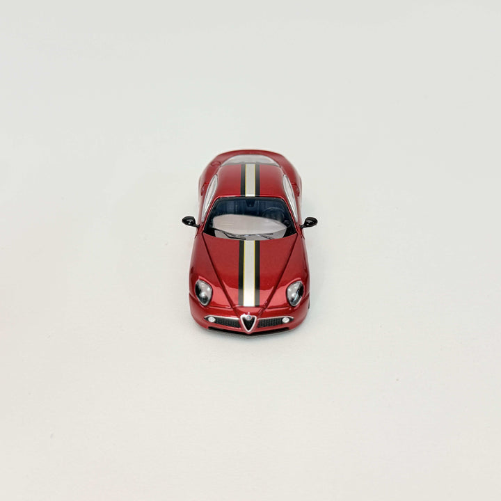 [Preorder] MOTORHELIX 1:64 Alfa Romeo 8C Competizione Red with Gray and Black Stripe M69065