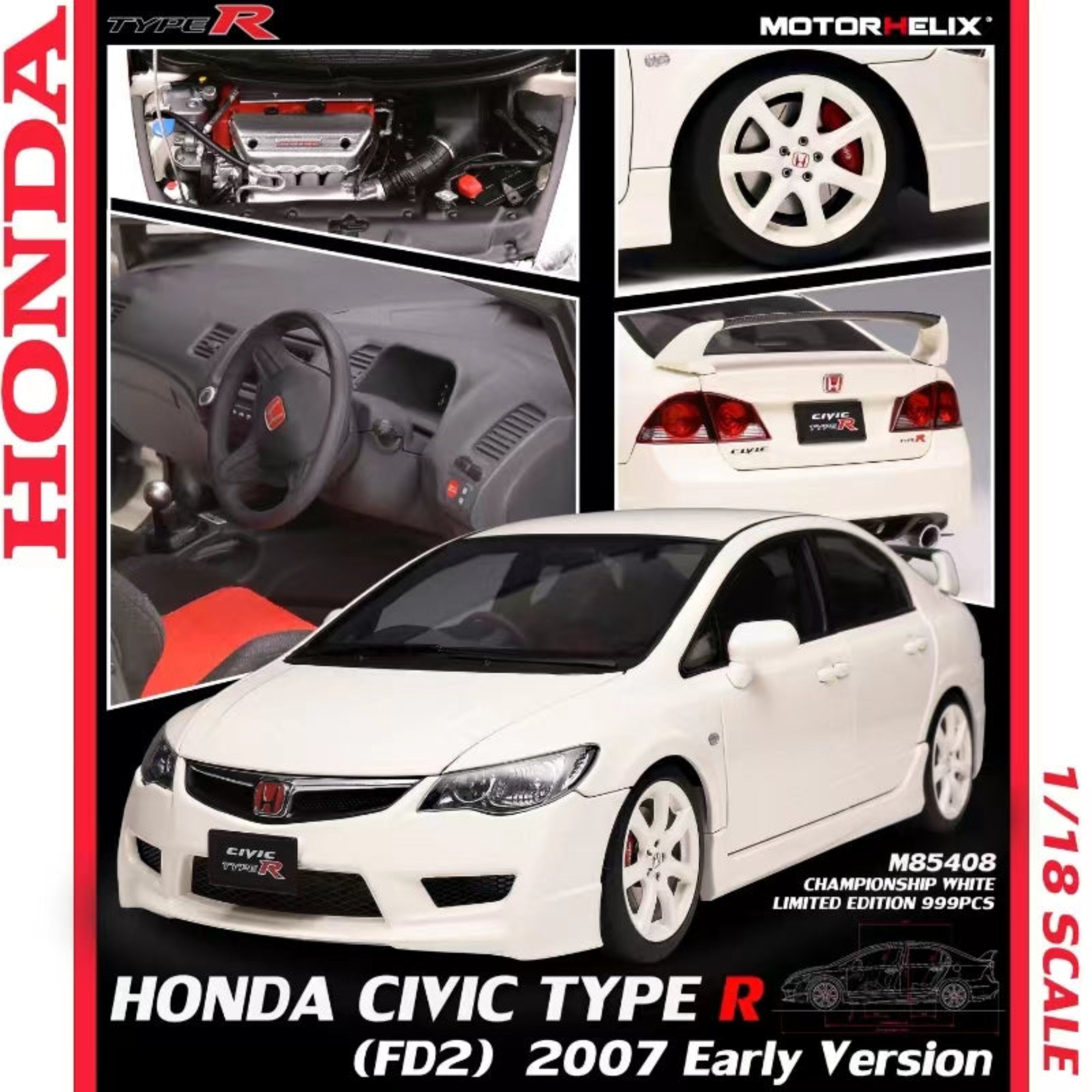 MOTORHELIX 1:18 Honda Civic Type R (FD2) 2007 Early Version (3