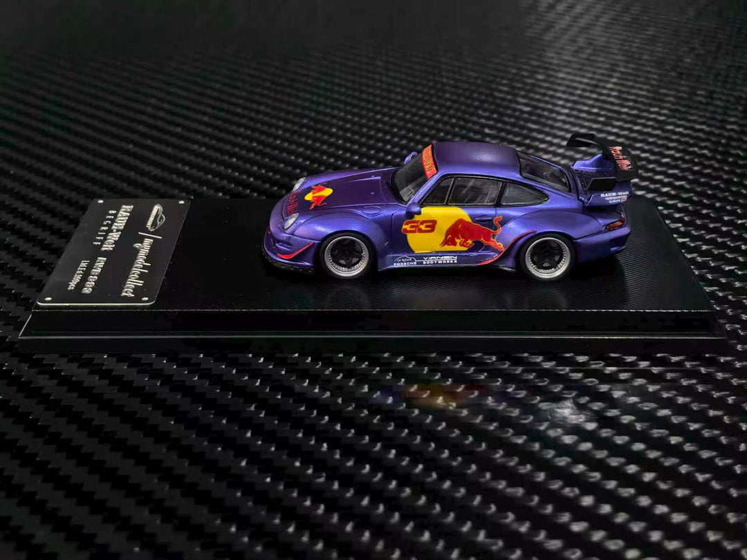 [Preorder] Model Collect 1:64 Porsche RWB993 High Wing Matte Purple Red Bull Livery MC640023T