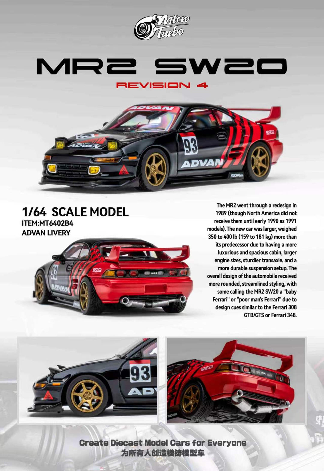[Preorder] Microturbo 1:64 MR-2 SW20 Advan MT6402B4