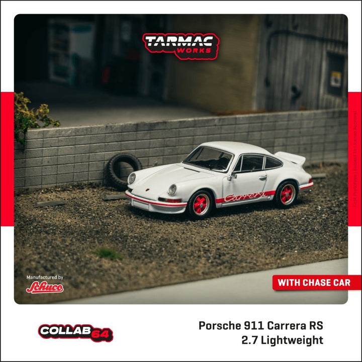 [Preorder] Tarmac Works 1:64 Porsche 911 Carrera RS 2.7 Lightweight White/Red T64S-023-WR